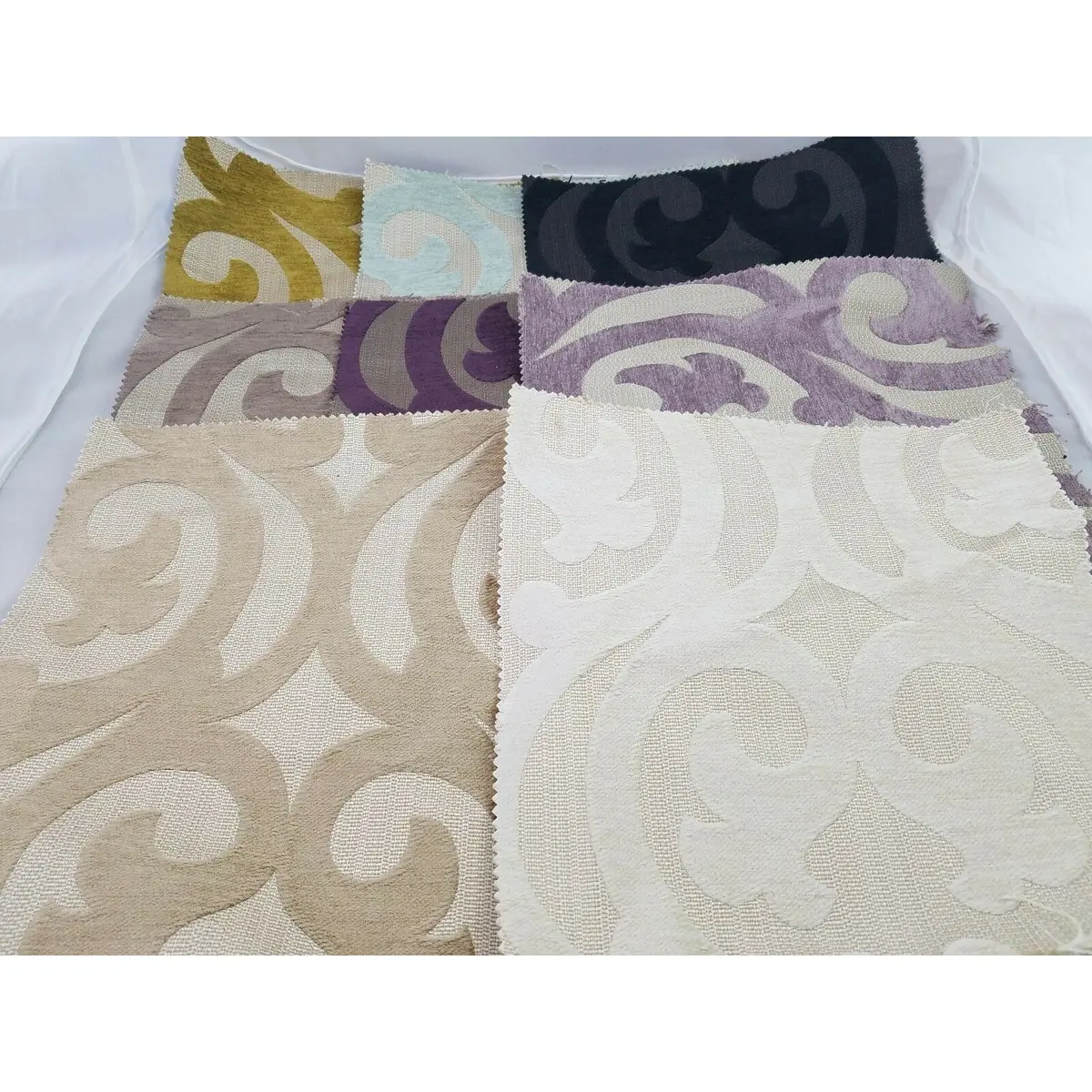Lot Vivaldi Brocade Woven Velvet Furniture Fabric Samples Geometric Vines 1