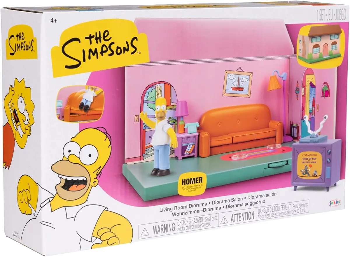Jakks Pacific - The Simpsons - House & Living Room Diorama Playset With Homer Action Figure (17556) Low Stock 1