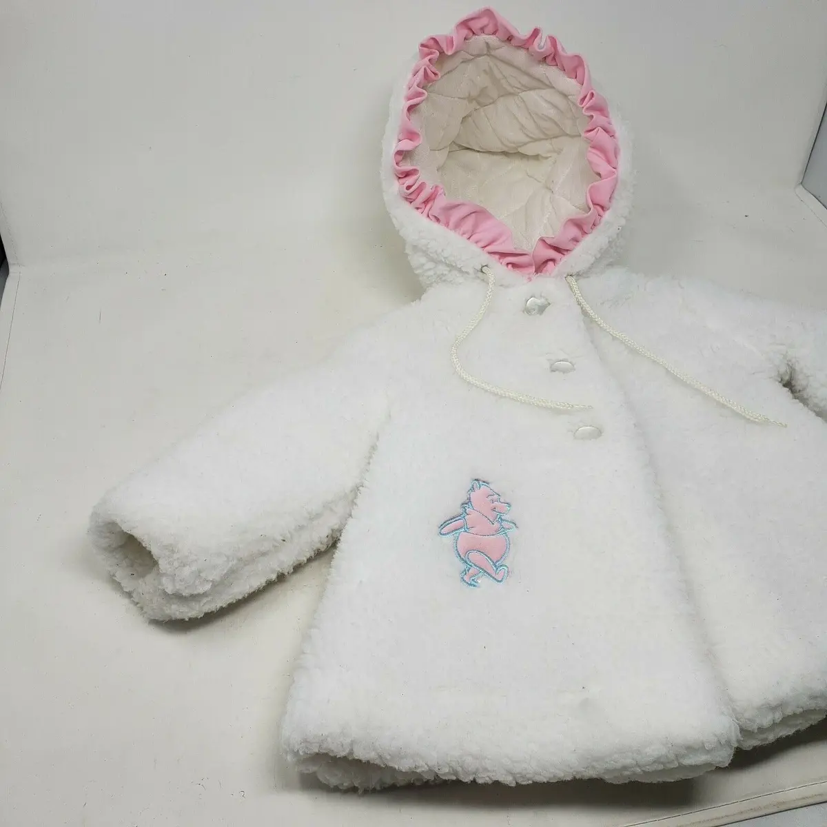 Disney Winnie Pooh Hooded Berber Sherpa Fleece Jacket Girls 2T Deep Pile Popcorn 2