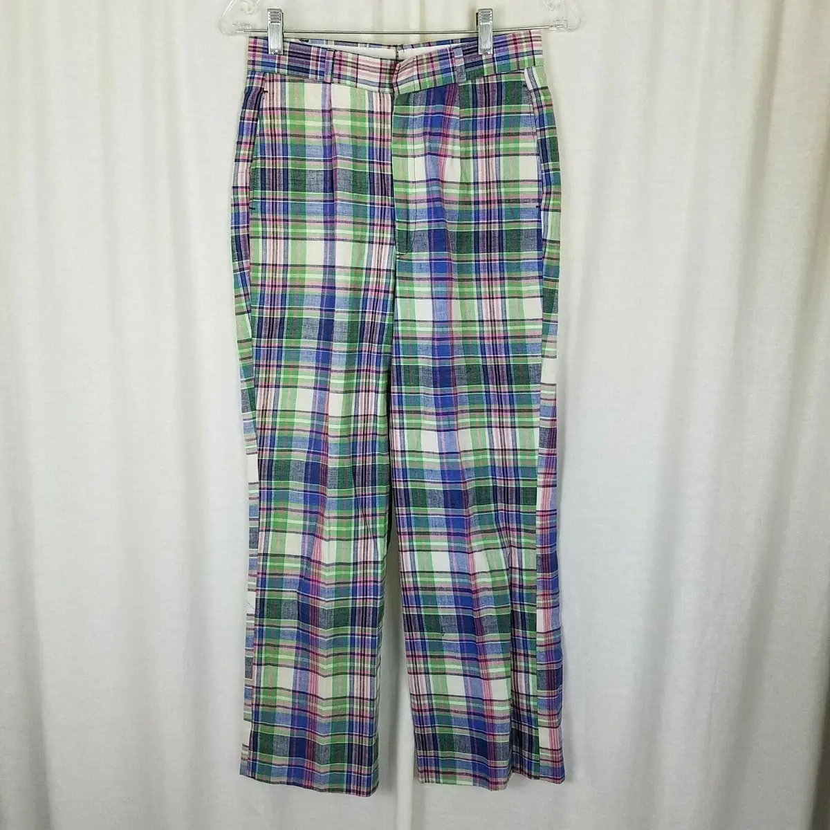 Vintage Lady Halrin Indian Bleeding Madras Plaid Slacks Pants Womens 27 S India 1