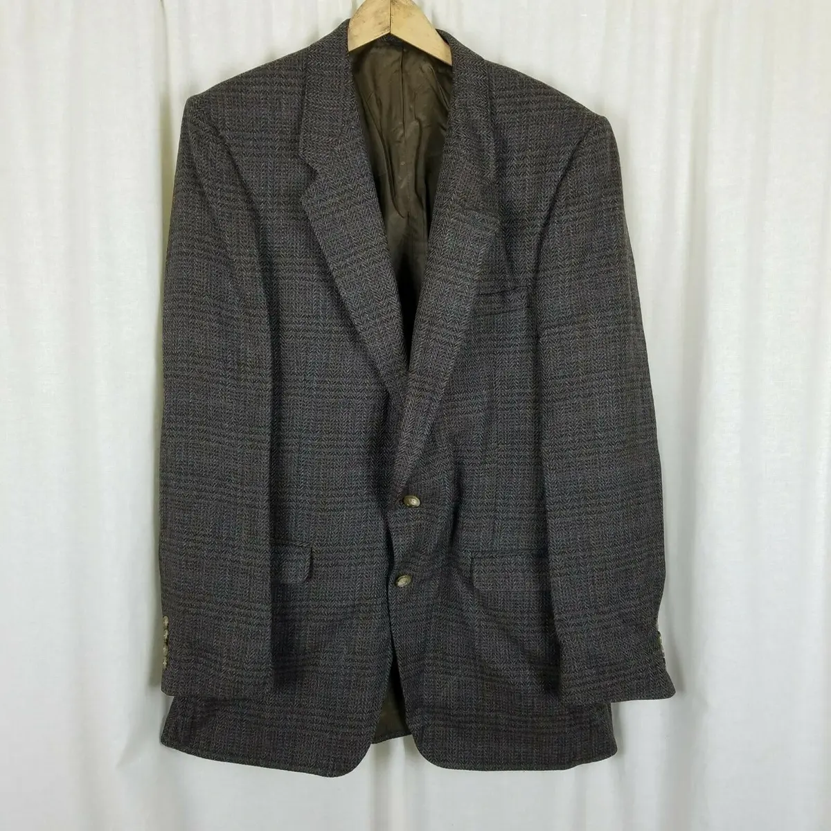Vintage Plaid Wool Sport Coat Blazer Jacket Mens 40 Riding Equestrian Logo 1