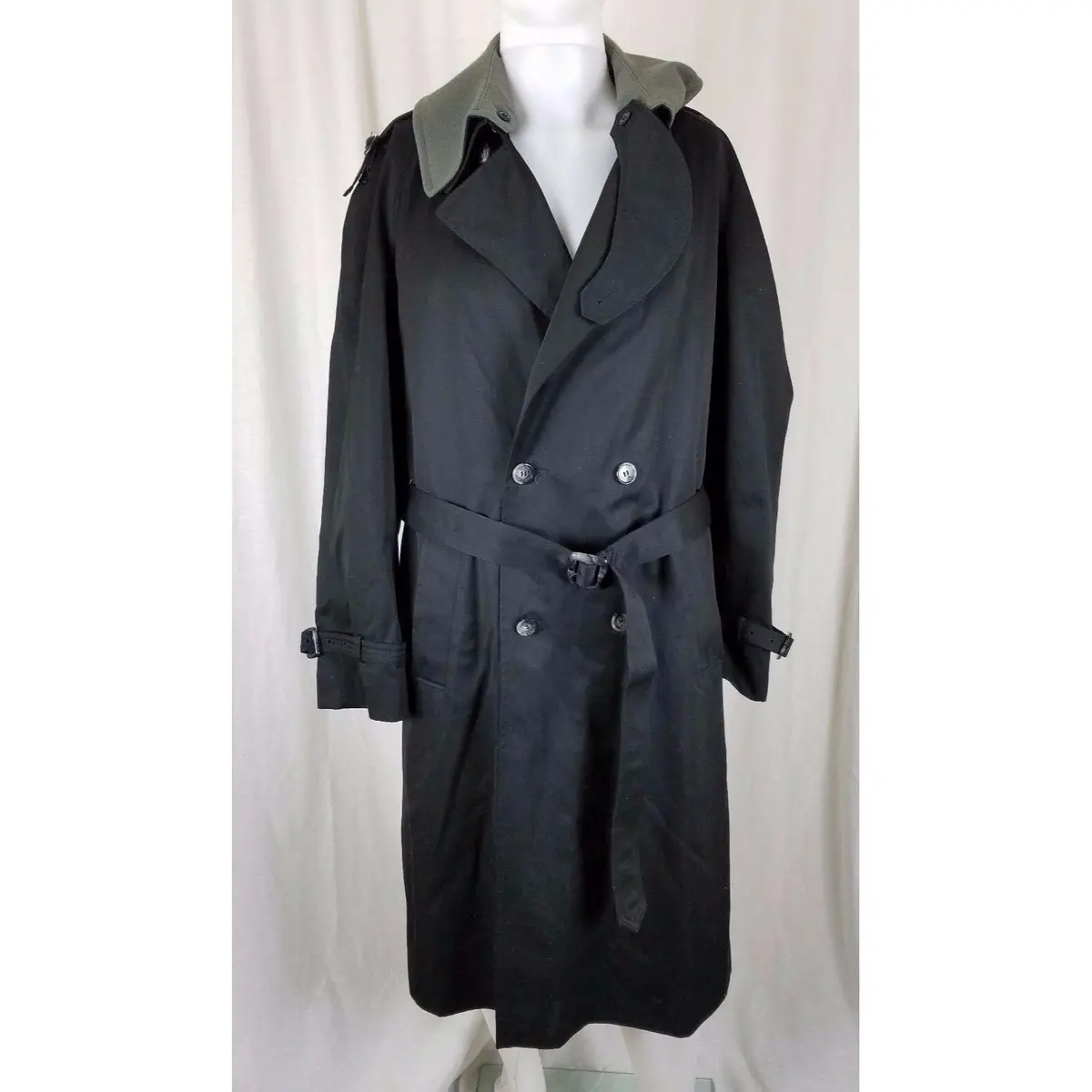 Galleon Insulated Double Breasted Trench Coat Mens 40R Removable Lining Black 1