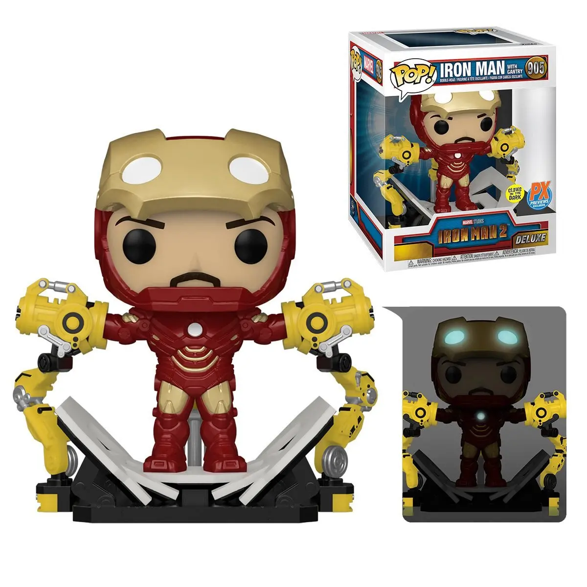 Funko Pop! Movies #905 - Iron Man Mk Iv With Gantry (Glow-In-The-Dark) Deluxe Vinyl Figure Px Exclusive 56772 1