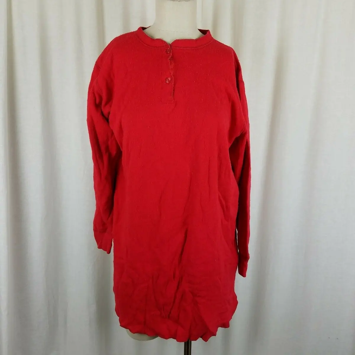 Ll Bean River Drivers 2 Double Layer Wool Thermal Henley Shirt Womens M Vintage 1