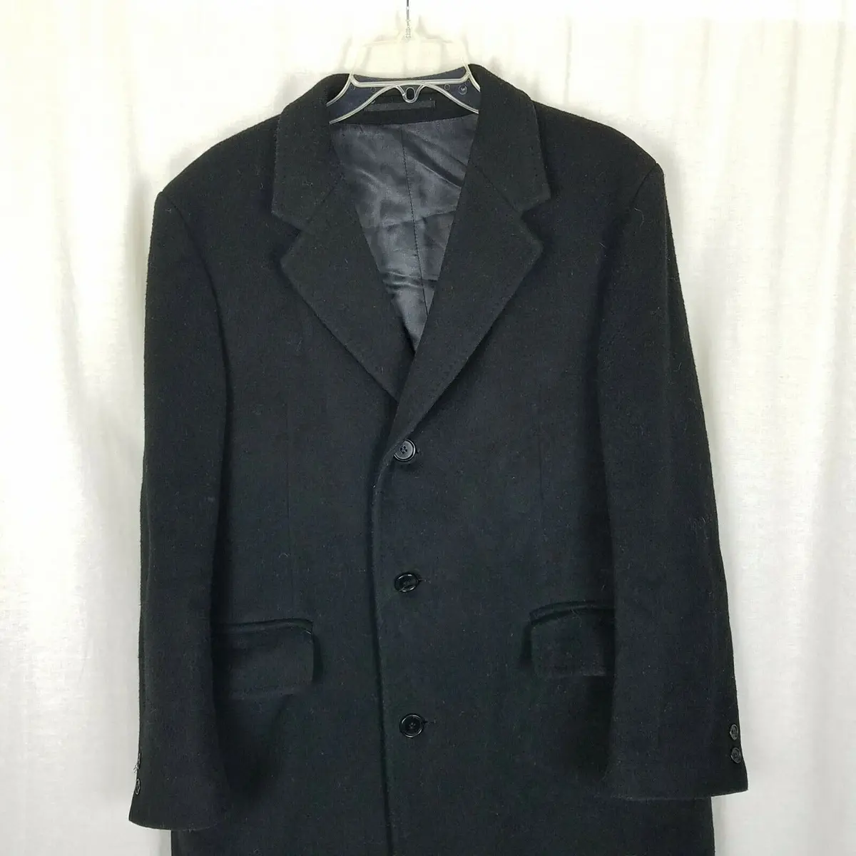 Lou Dramin Springfield Mass Fuzzy Winter Wool Peacoat Mens L Vintage Dress Coat 2