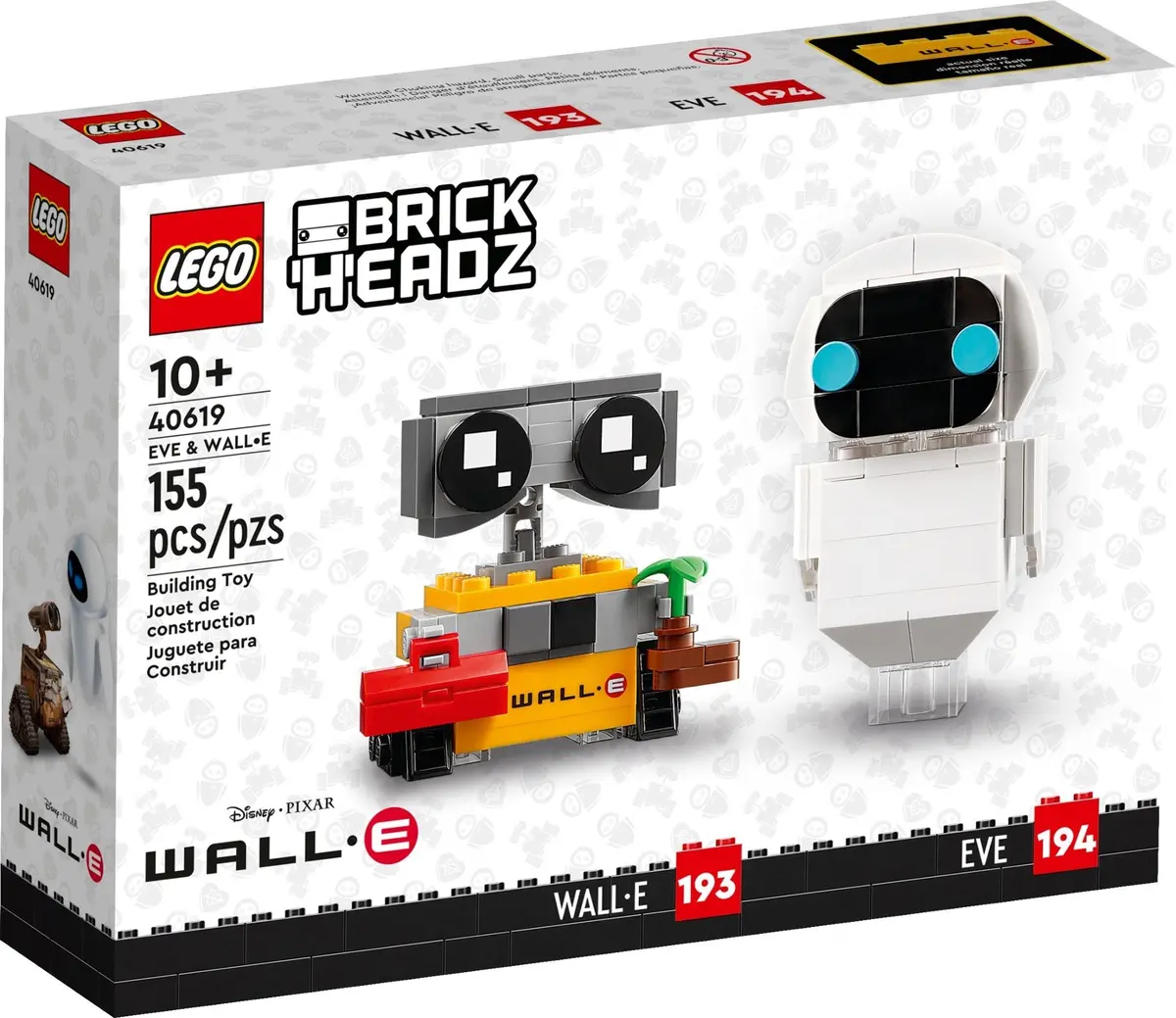 Lego Brickheadz - Disney-Pixar - Wall-E (2008) - Eve (#194) & Wall-E (#193) - Building Toys (40619) Low Stock 1