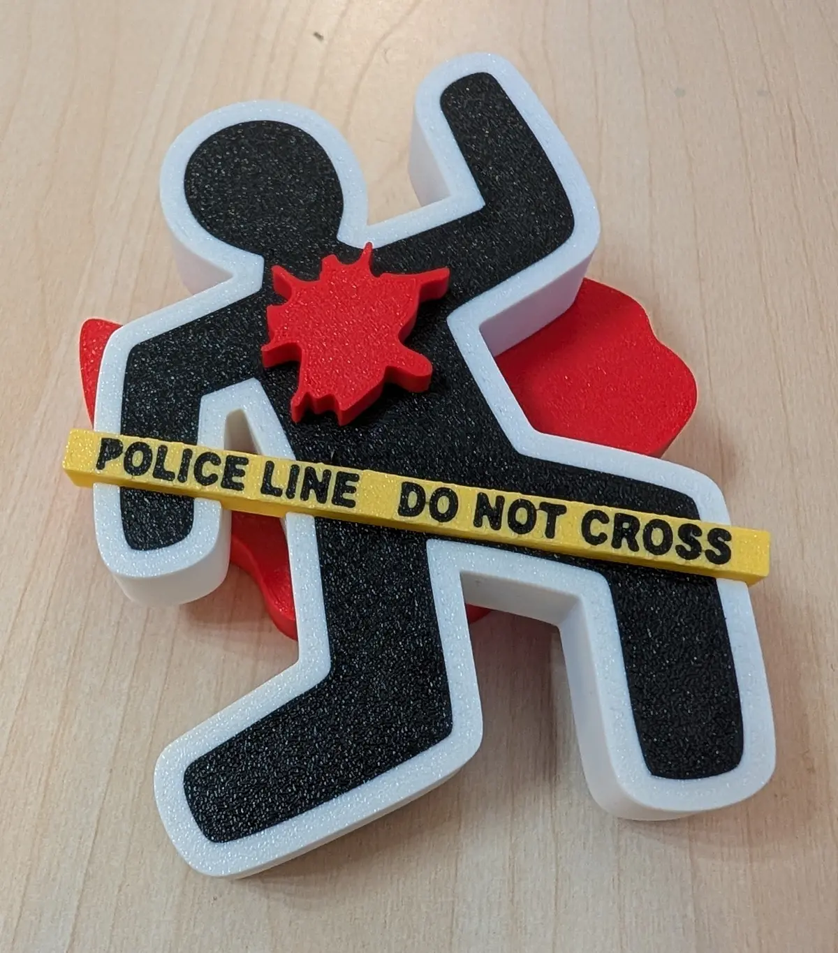 Faux Victim Chalk Outline With Police Tape - Desk Paper Weight/Novelty Pop Art (12.5 X 10 X 5 Cm) 1