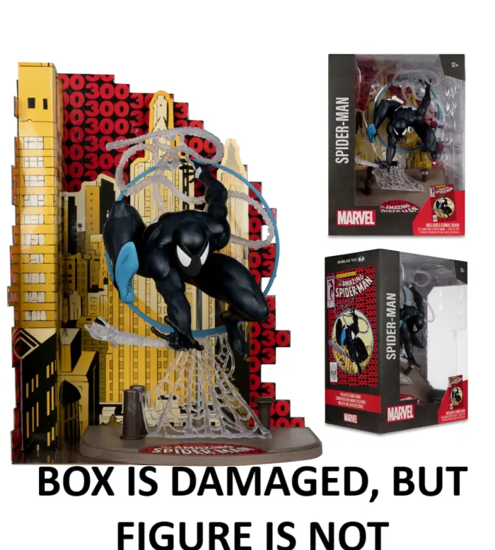 Mcfarlane Marvel Collection Amazing Spider-Man #300 Symbiote Suit Figure & Diorama 14789 Damaged Box Low Stock 1