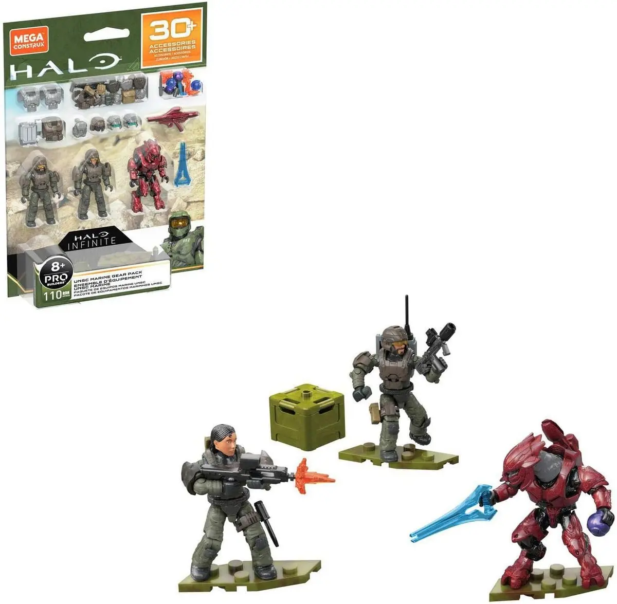 Mega Construx - Halo Infinite - Unsc Marine & Covenant Gear Pack With 3 Micro Figures (Grn08) Last One! 1