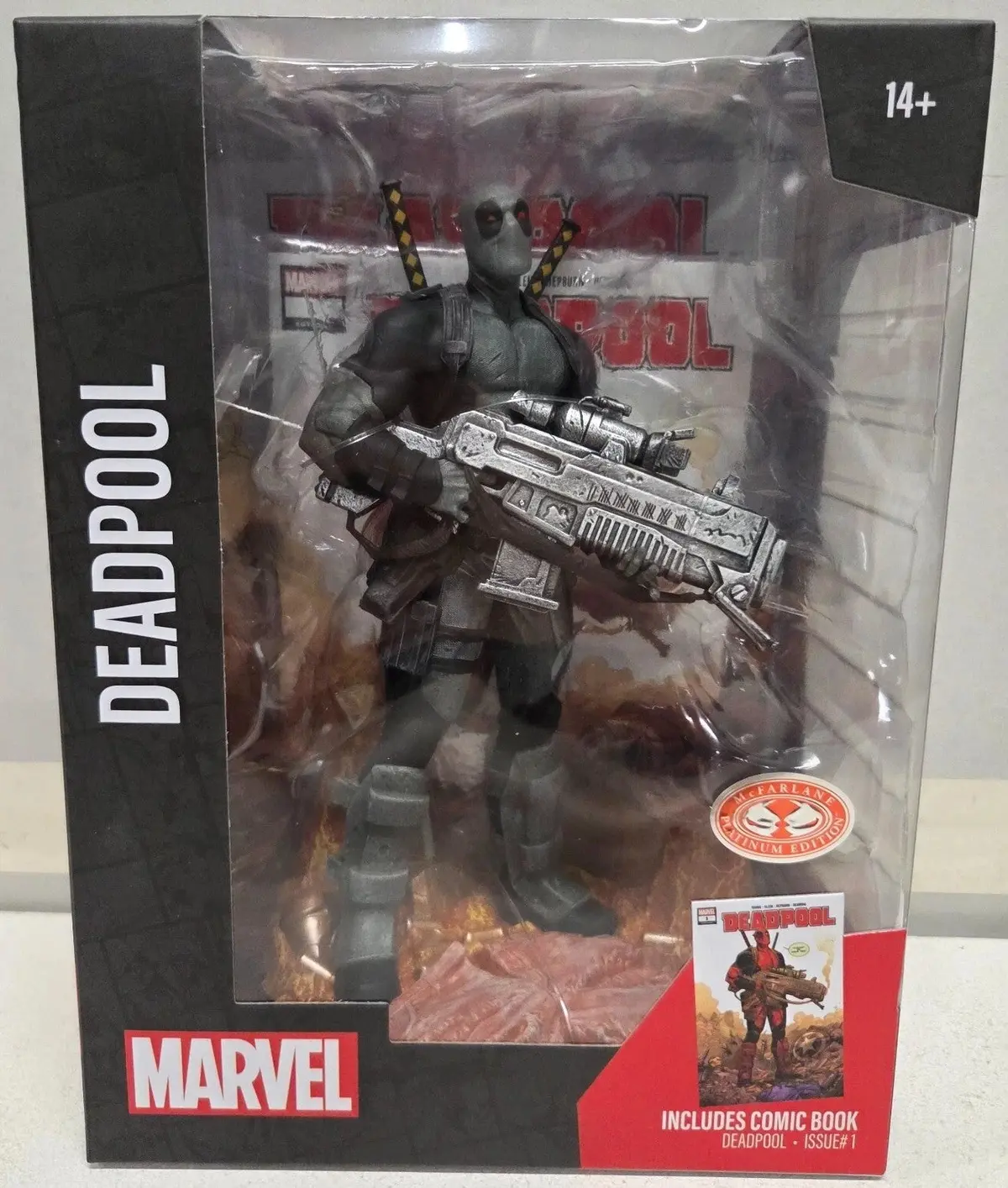 Mcfarlane Marvel Collection - Deadpool (Deadpool #1) Red Platinum Edition 1:6 Figure W/Diorama 14817 Low Stock 1