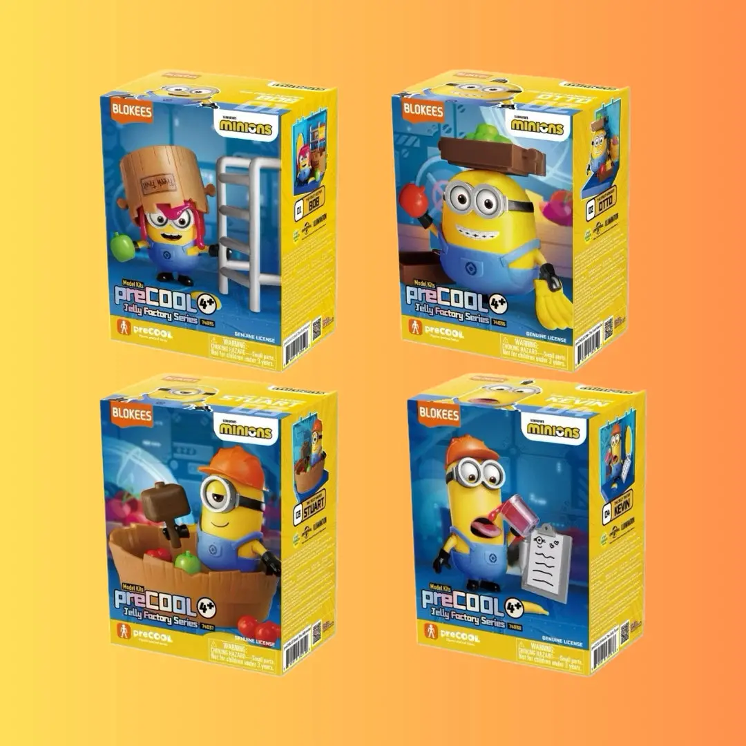Blokees Precool Minions Jelly Factory Set: 4 Buildable Models - Bob, Otto, Stuart, Kevin 74836/53077 Low Stock 1