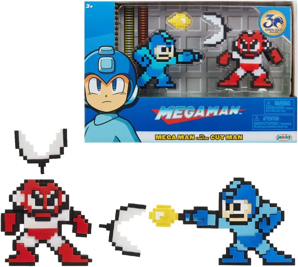 Jakks - Megaman 30Th - Classic 8-Bit Mini-Figure 2-Pack - Blue Mega Man Vs. Cut Man (34175) Last One! 1