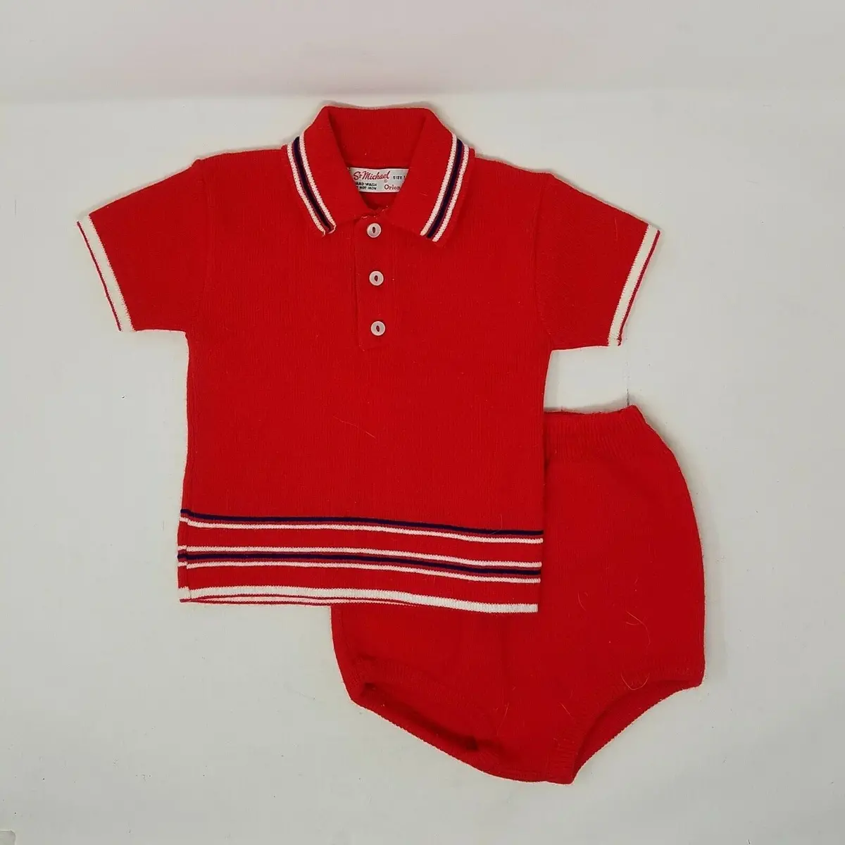 Vintage St Michael Orlon Acrylic Knit Pullover Sweater Set Baby Boys Size 1 12M 1
