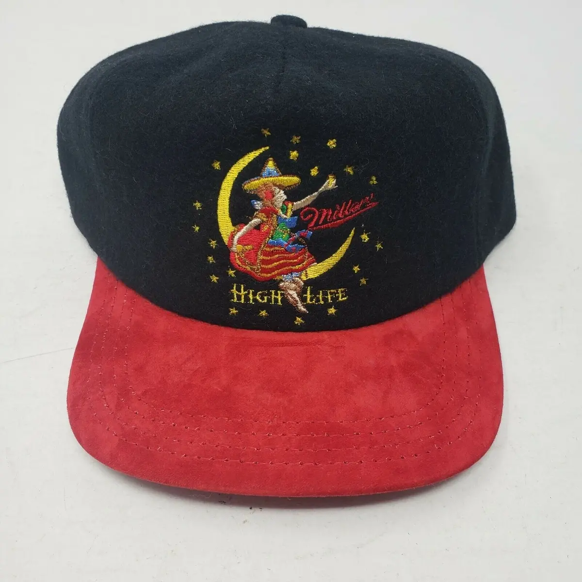 Vintage Miller Girl In The Moon Hat Wool Suede Brim Mens Os Strapback Beer Usa 1