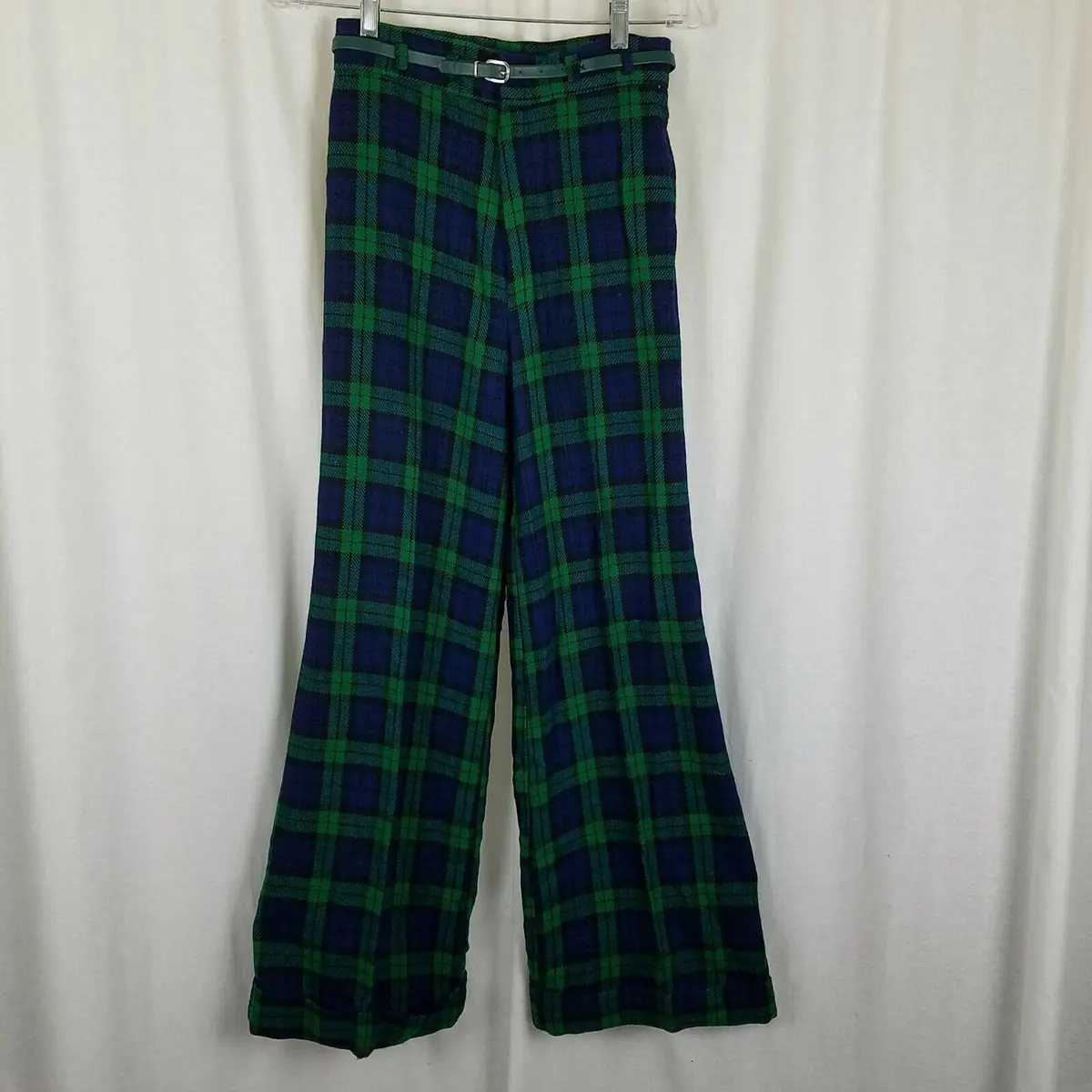Vintage Montgomery Wards Vegan Wool Plaid Slacks Pants Womens 11 12 Bell Bottoms 1