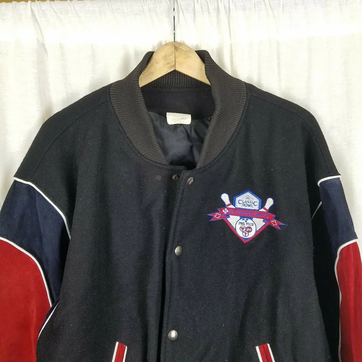 Vintage 96 Iof Foresters Open Pba Tour Classic Bowl Leather Bomber Jacket Mens L 2