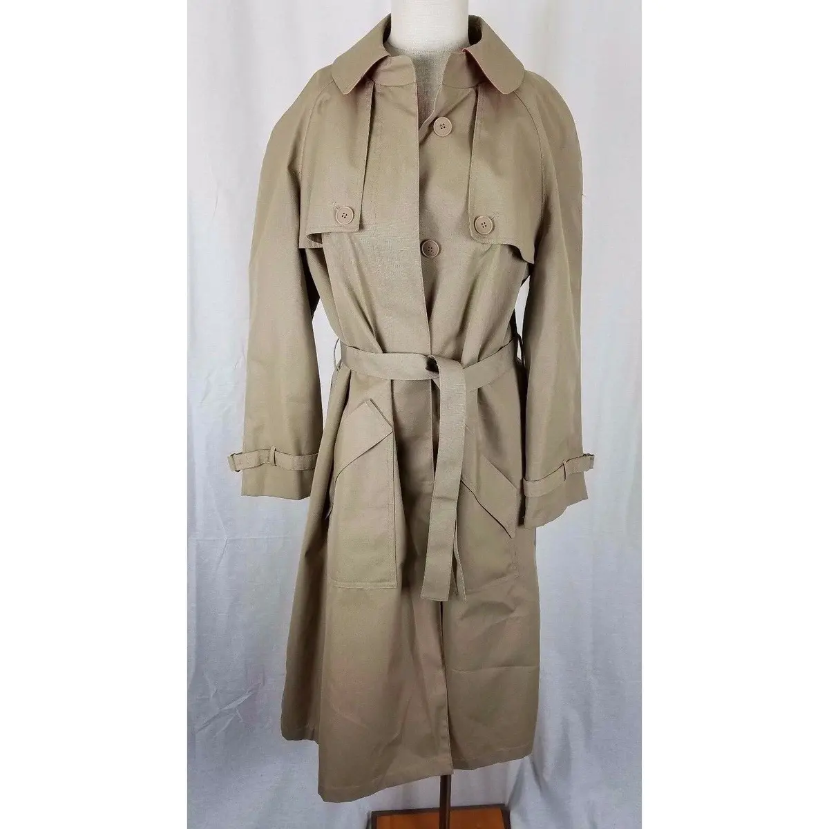 Misty Harbor Cape Top All Weather Cotton Belted Tie Sash Trench Coat Womens 14 1