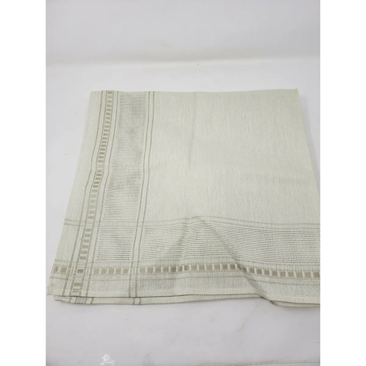 Vintage Jobelan Woven Cotton Tea Tablecloth Bone 30.5 X 29.5 W. Germany Squares 1