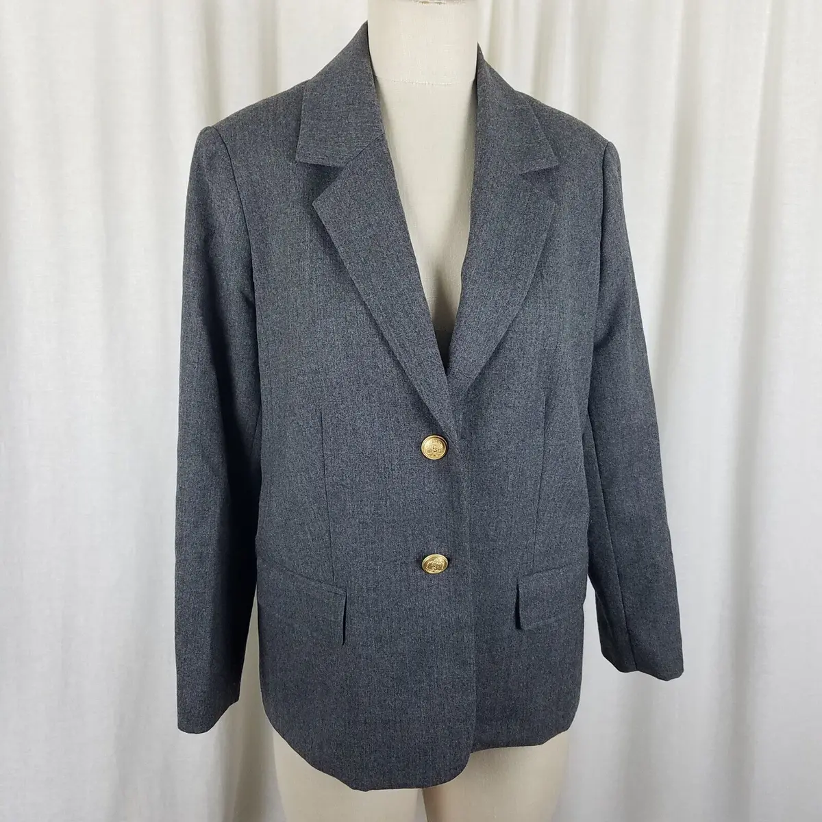Vintage Tog Shop Wool Jacket Blazer Womens 14P Riding Equestrian 3 Gold Buttons 1