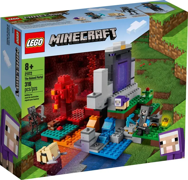 Lego Minecraft - Overworld & The Nether - The Ruined Portal Building Toy Set (21172) Low Stock 1