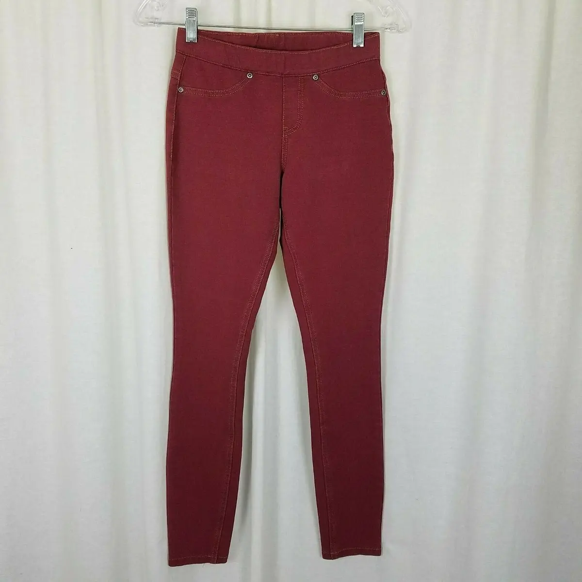 Evy's Tree Denim Skinnies Ponte Pants Skinny Jeans Jeggings Leggings Maroon Xs 1