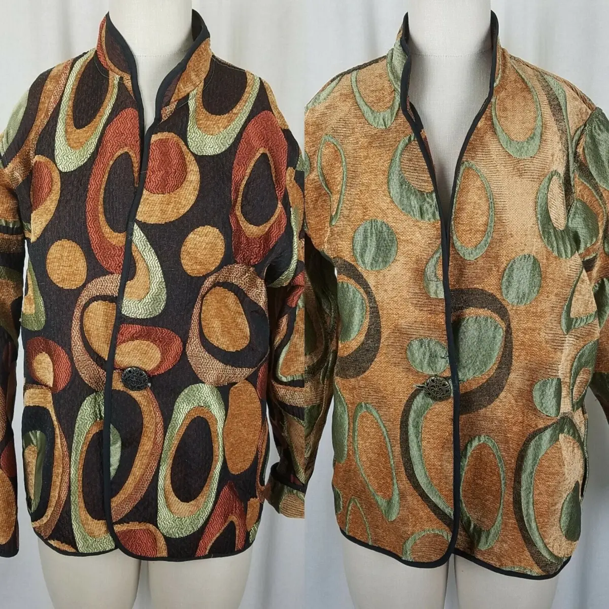 Irresistible Reversibles Abstract Soft Tapestry Jacket Blazer Womens S Textured 1