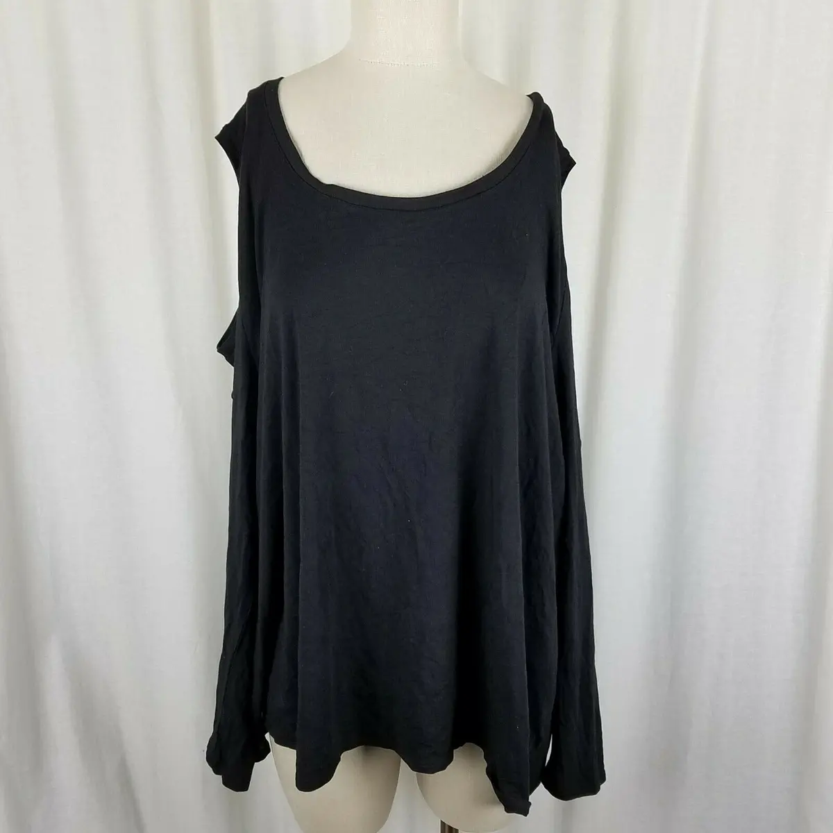 Lysse Plus Size Cold Bare Shoulder Top Shirt Tunic Blouse Womens 3X Black 1
