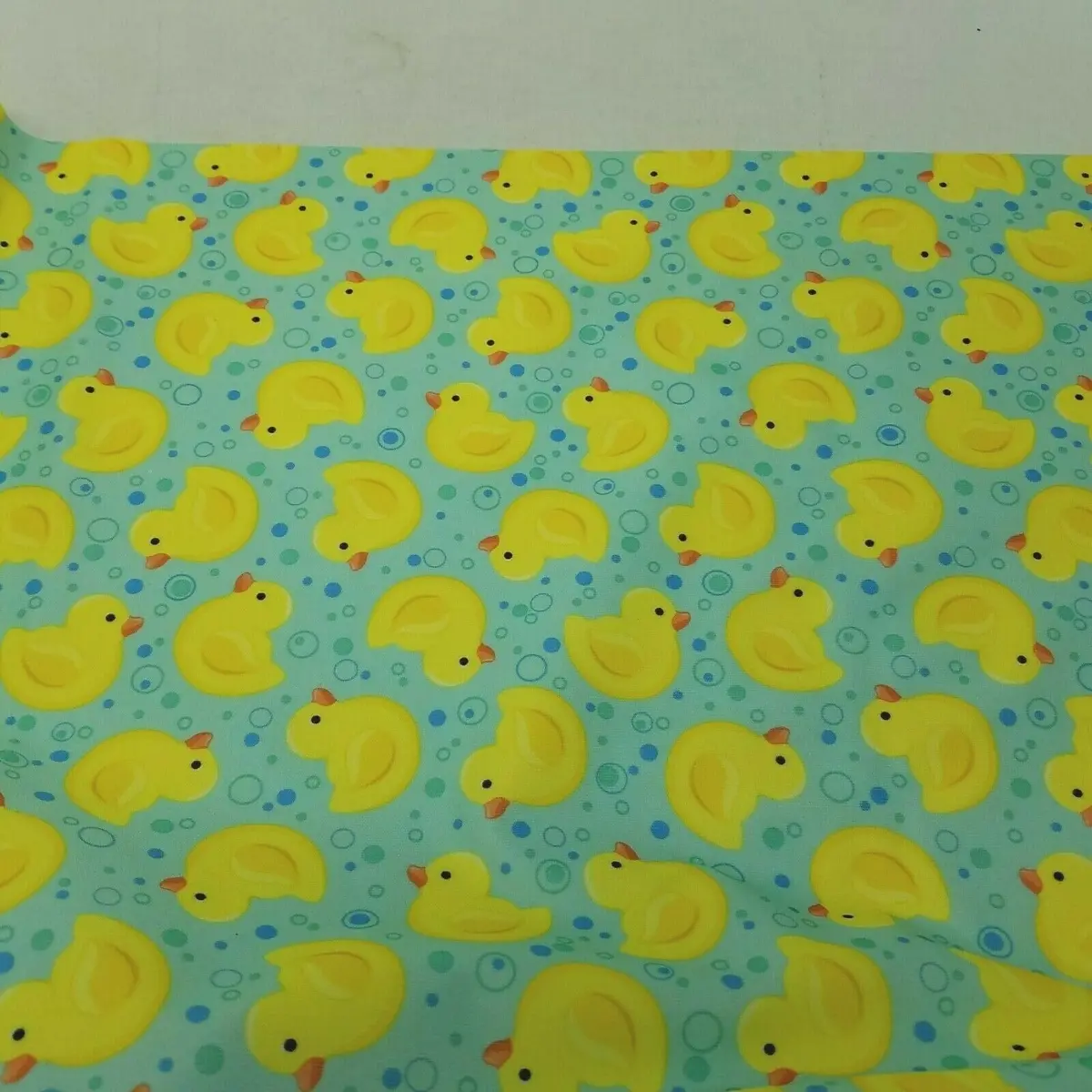 Vintage Coated Yellow Rubber Duck Fabric 4+ Yards Duckie Shower Curtain Material 1