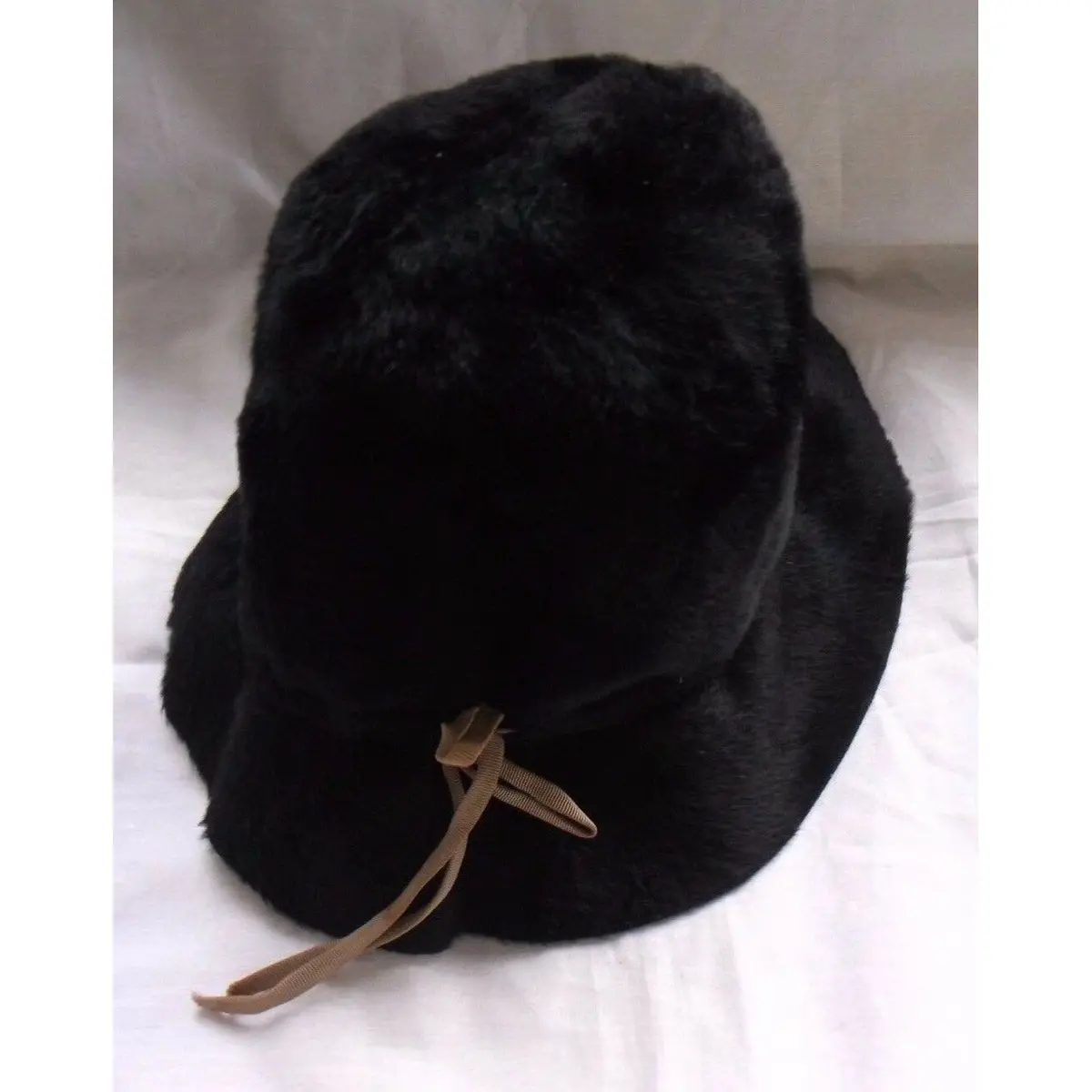 Vintage Le Charme Creations Ladies Bucket Hat Black Faux Fur Musketeer Austria 1