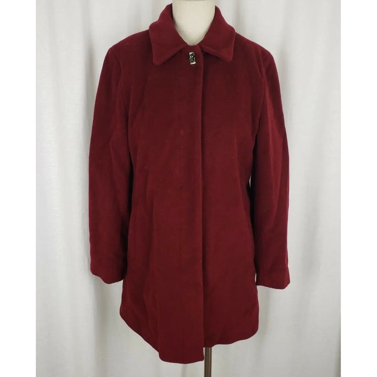 Liz Claiborne Petites Wool Cashmere 3/4 Walking Car Coat Peacoat Womens 10P Red 1