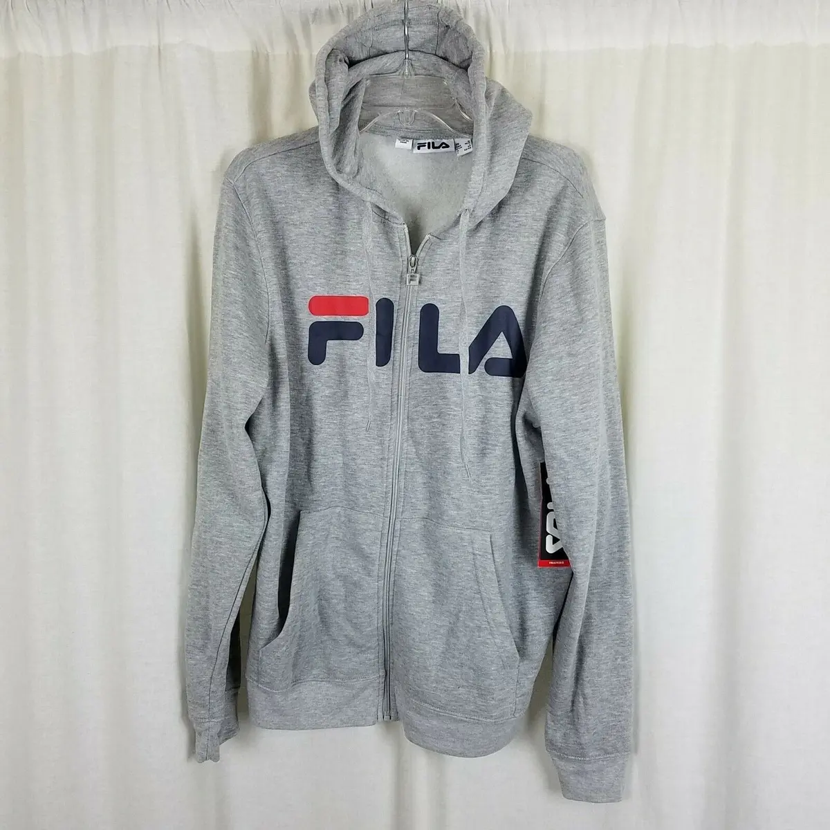 Fila Training Spell Out Logo Full Zip Up Gray Hoodie Sweatshirt Mens M Gray Nwt 1