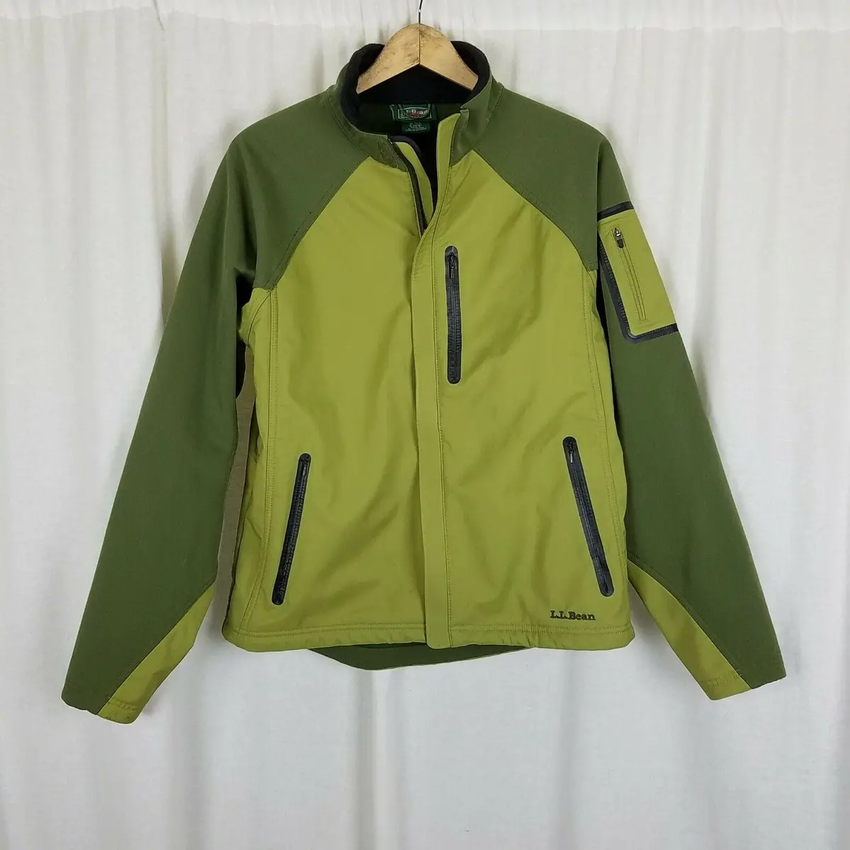 Ll Bean Fleece Lined Softshell Windbreaker Jacket Mens M Full Zip Up Vented Arms 1