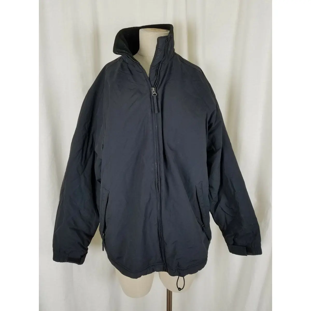 Ll Bean Fleece Lined Jacket Nylon Windbreaker Full Zip Up Bomber Style Womens M 1