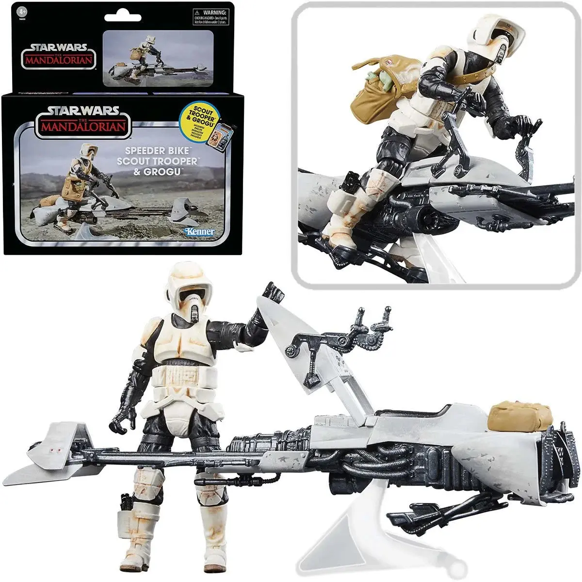 Star Wars: The Vintage Collection - Speeder Bike Vehicle With Scout Trooper & Grogu Set (F6883) Last One! 1