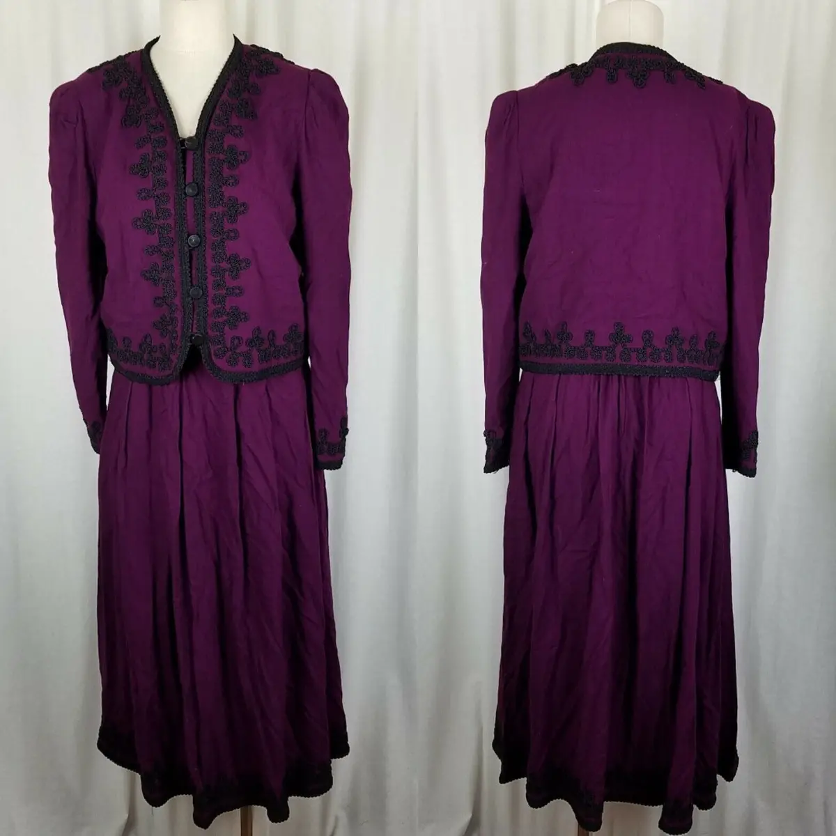 Marie St. Claire Soutache Maxi Skirt Suit Outfit Set Blazer Jacket Womens Xs 8 1