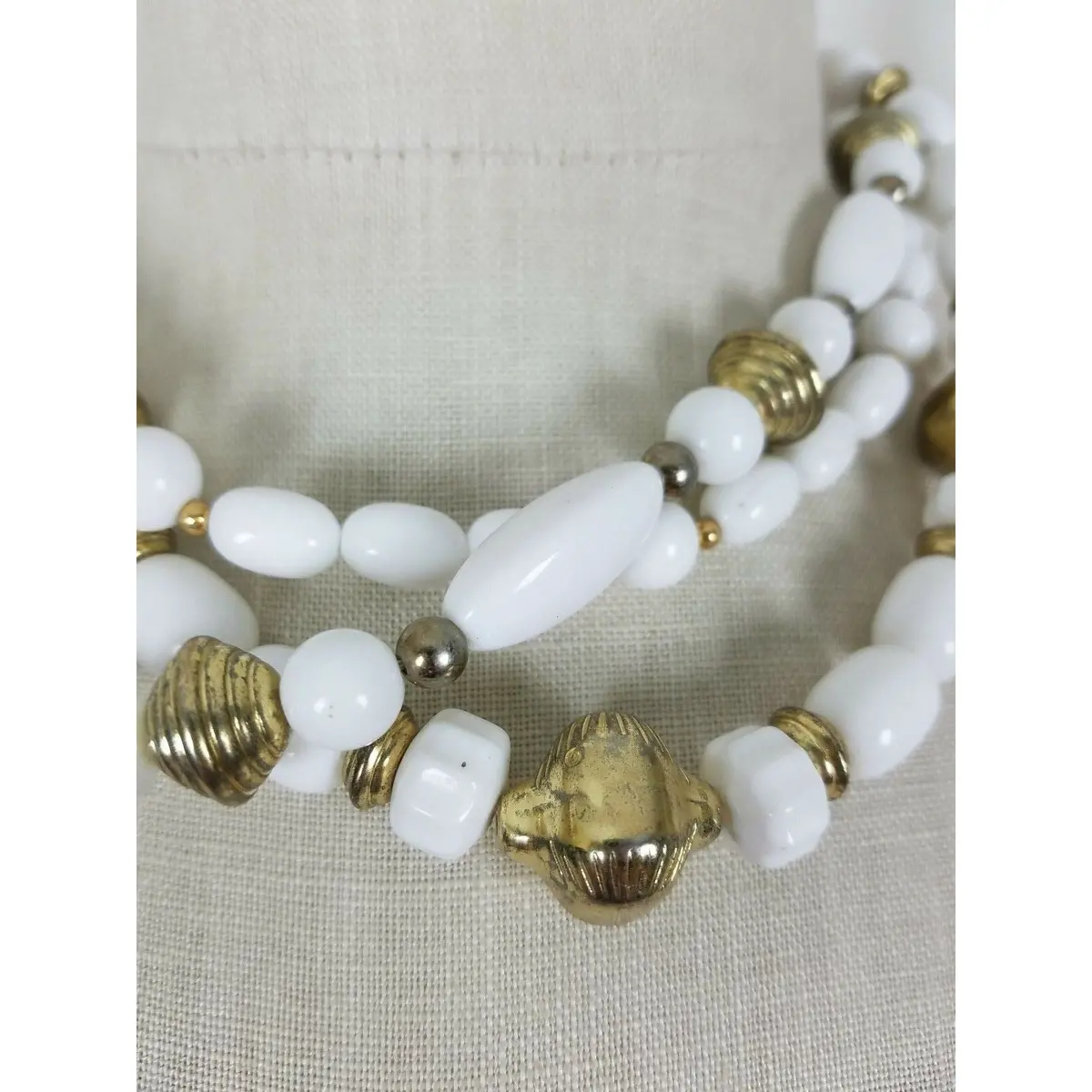 Multi-Strand 3 Strand Twisted Faux Gold Beads Beaded Necklace Choker Bib Jewelry 2