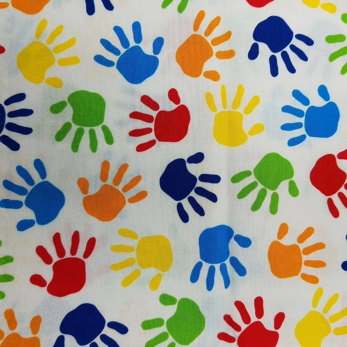 Kindergarten Elementary School Handprints Art Primary Colors Fabric 1/2 Yard 1