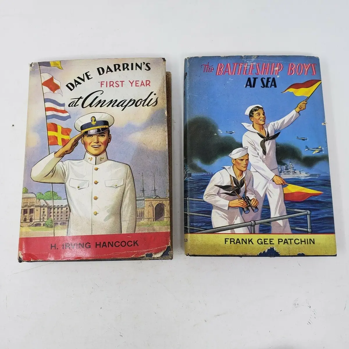Vintage 1940S Hardcover Books Annapolis Battleship Boys Fiction Lot 2 Saalfield 1