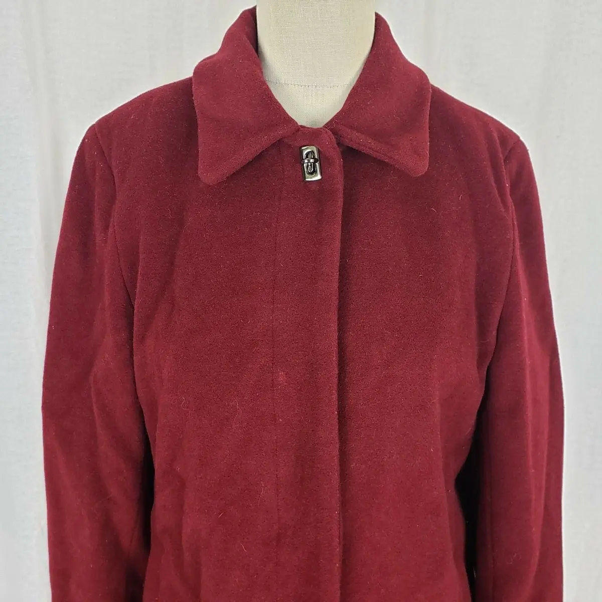 Liz Claiborne Petites Wool Cashmere 3/4 Walking Car Coat Peacoat Womens 10P Red 2