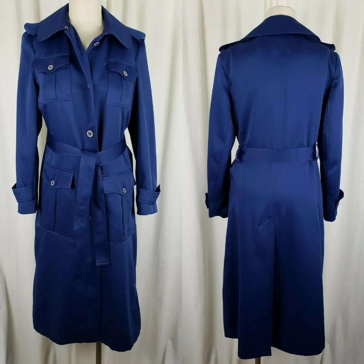Vintage Kmart Long Belted Rain Stain Repellant Raincoat Trench Coat Womens 12 1
