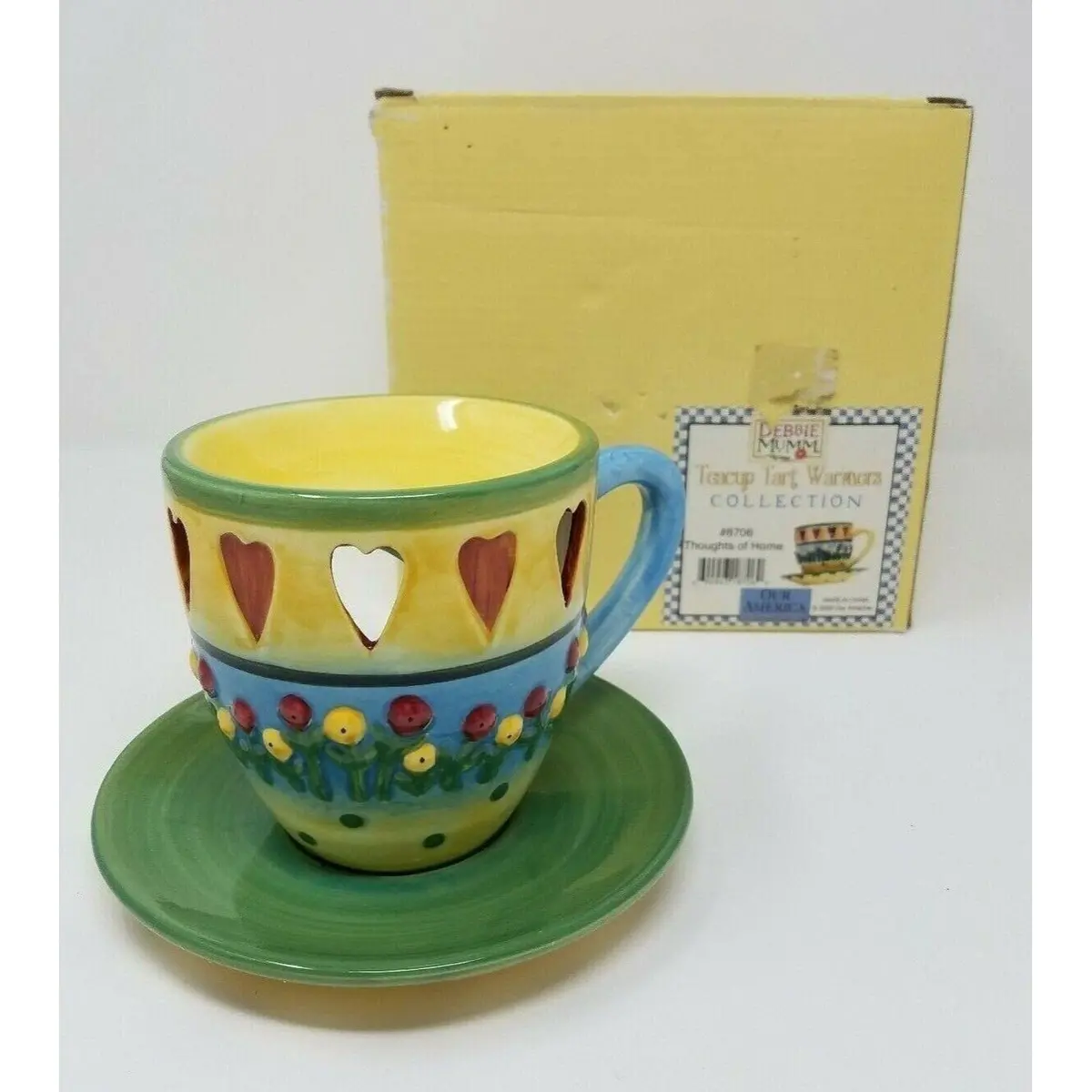 Debbie Mumm Teacup Tart Warmers Thoughts Of Home 8706 Hearts Flowers Candles 1
