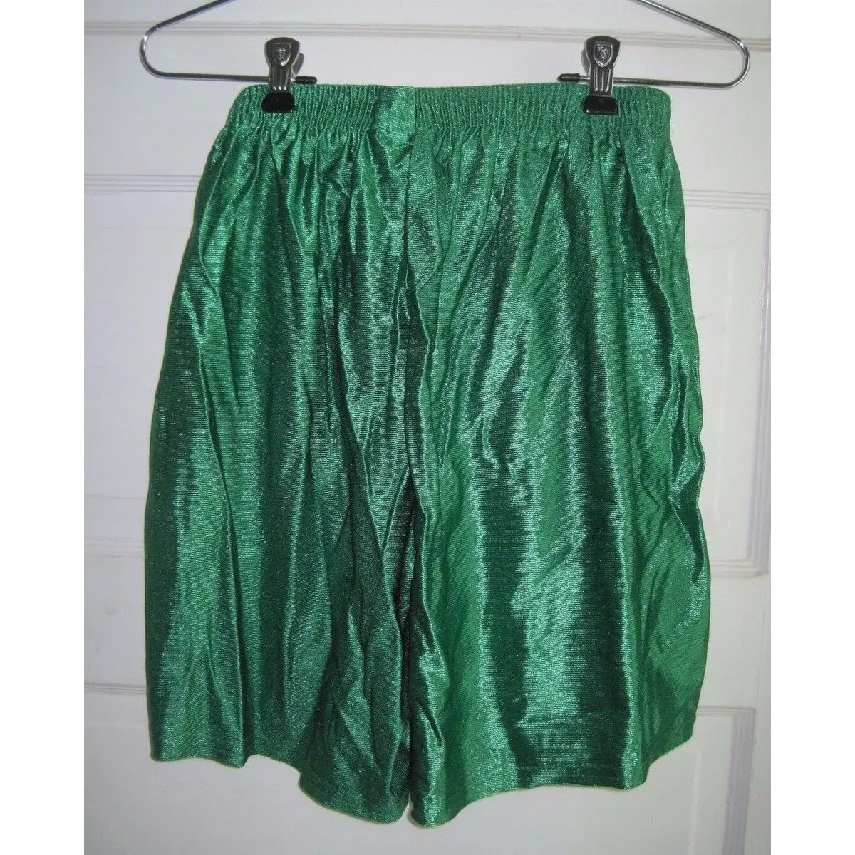 Vintage Cobblestones Silky Shiny Nylon Pe Gym Track Running Shorts Green Usa 80S 1