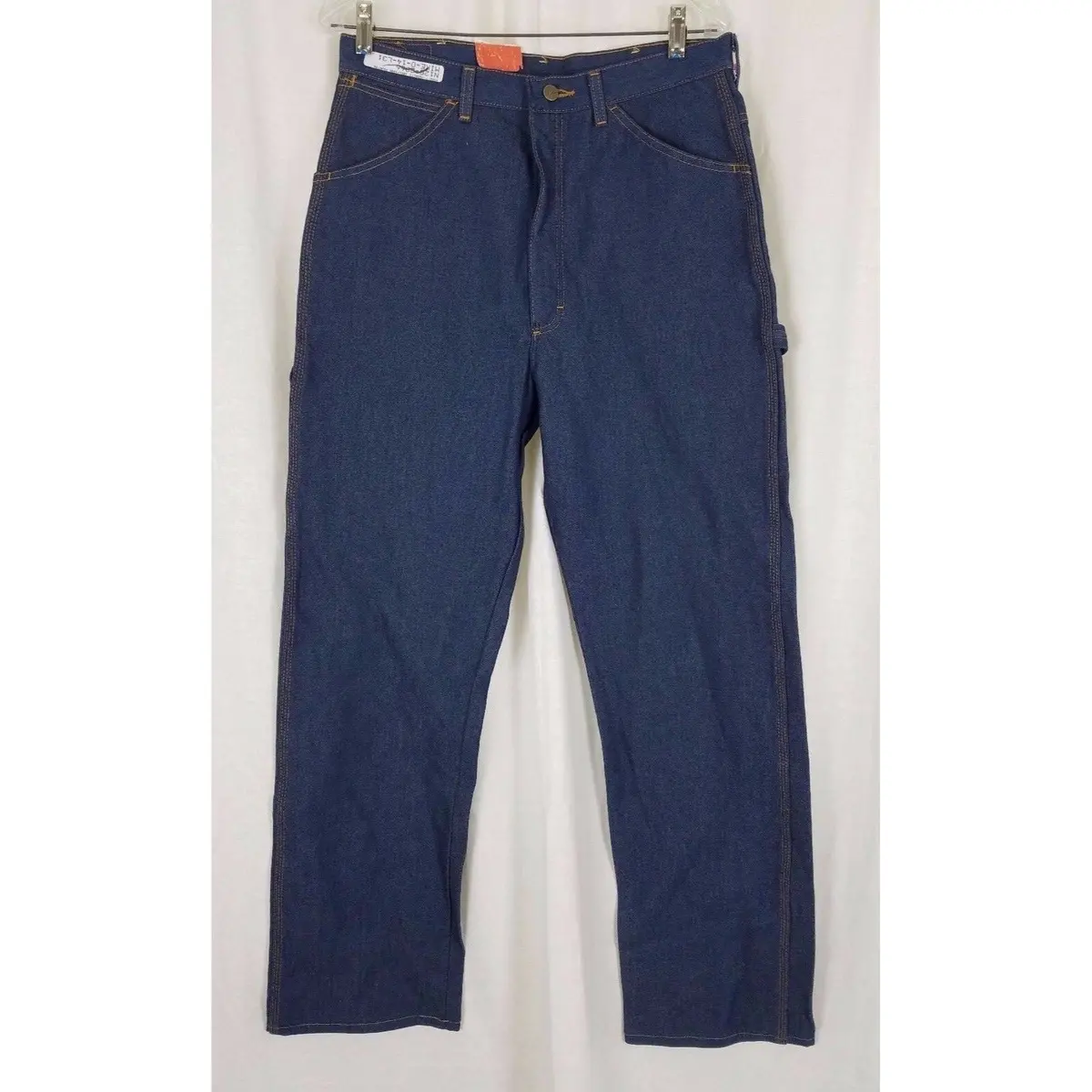 Red Kap Carpenter Jeans Deadstock Blue Denim Pants Mens 34X33 Orange Stitching 1