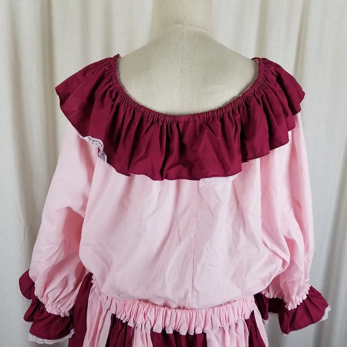 Vintage Handmade Square Dance Dress 2 Pc Skirt Blouse Top Set Outfit Womens Xl 2