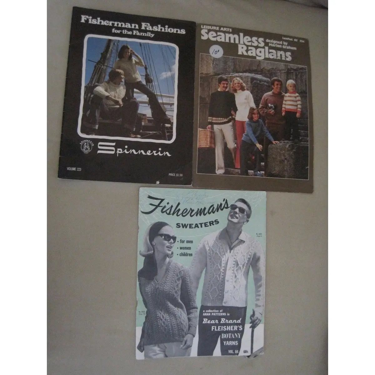 Fishermans Fashions Raglan Sweaters Knitting Manual Patterns Books Vintage Lot 3 1