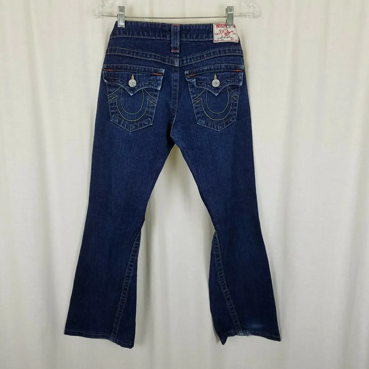 True Religion Brand Joey Flare Jeans Horseshoe Button Flap Pocket Womens 27 Pant 1