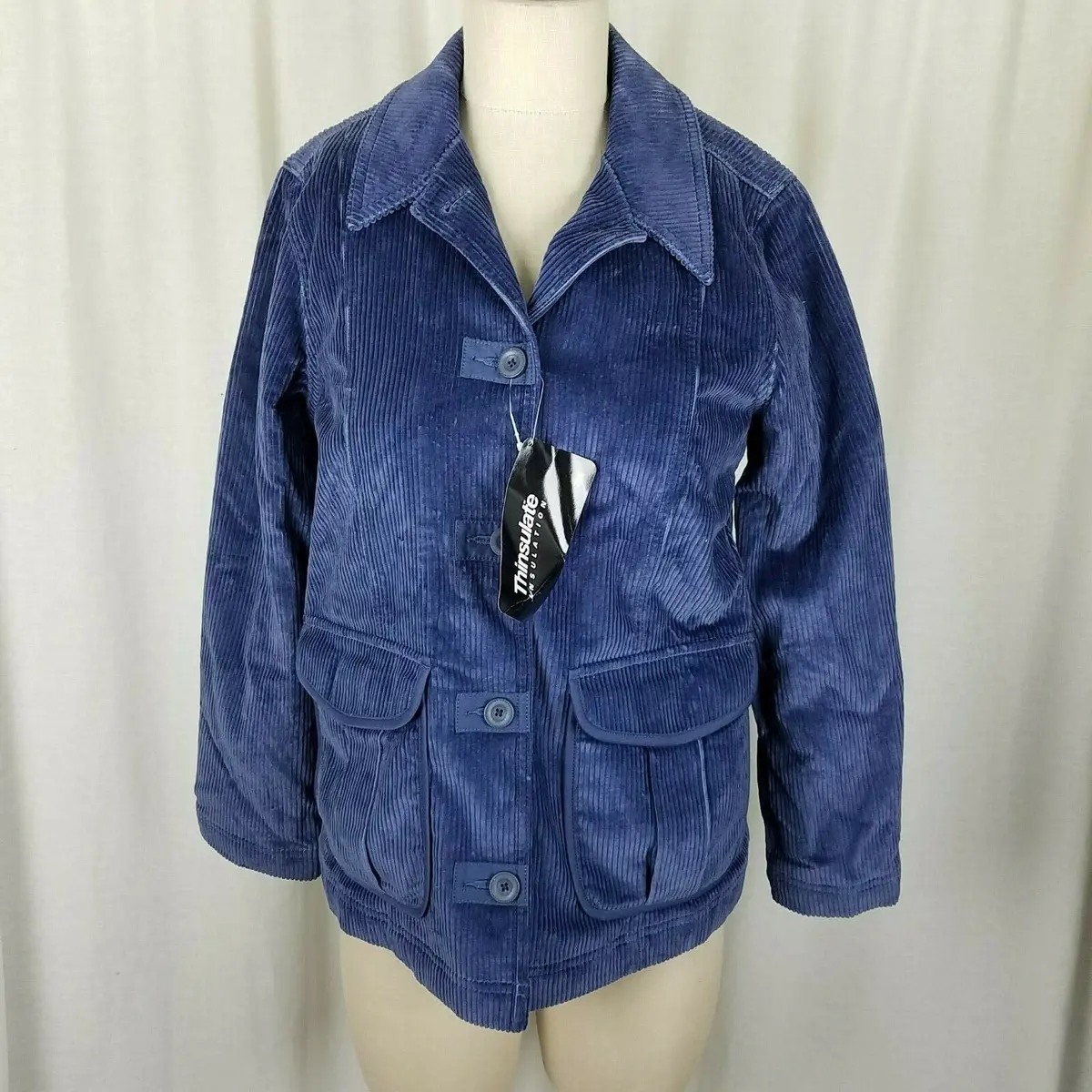 Ll Bean Corduroy Thinsulate Insulated Lined Barn Jacket Coat Womens Xsp Blue Nwt 1