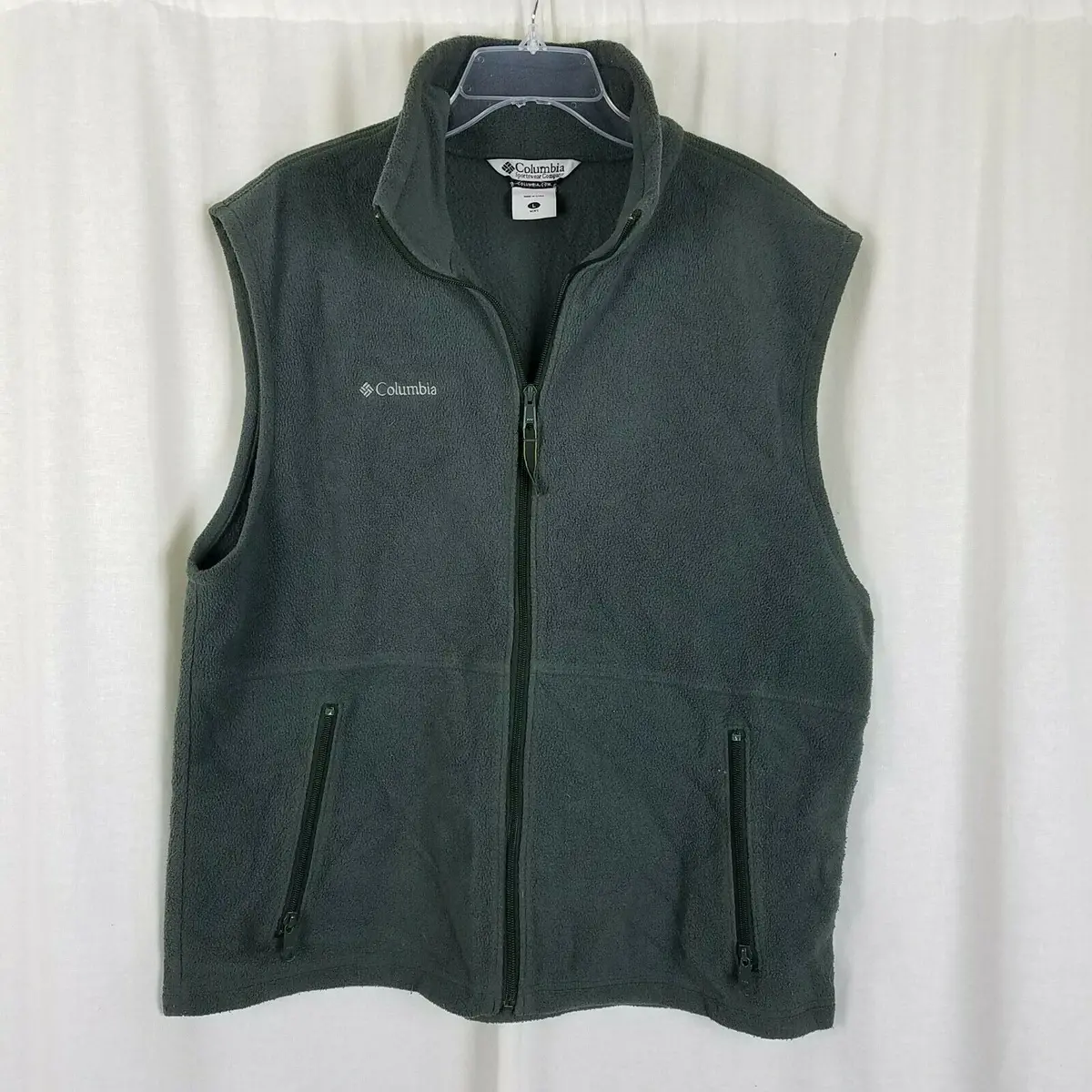 Columbia Fleece Vest Full Zip Up Lightweight Mens L Charcoal Outdoor Adventure 1