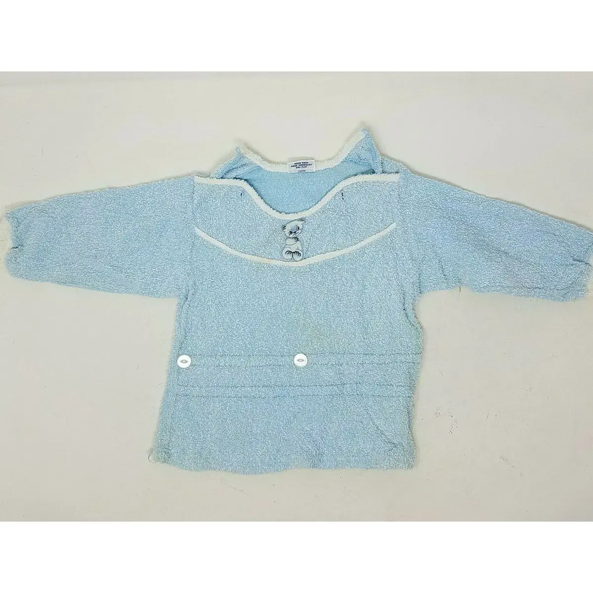 Vintage St Michael Terrycloth Top Shirt Baby Blue Boys 12-18M Blue Teddy Bears 1