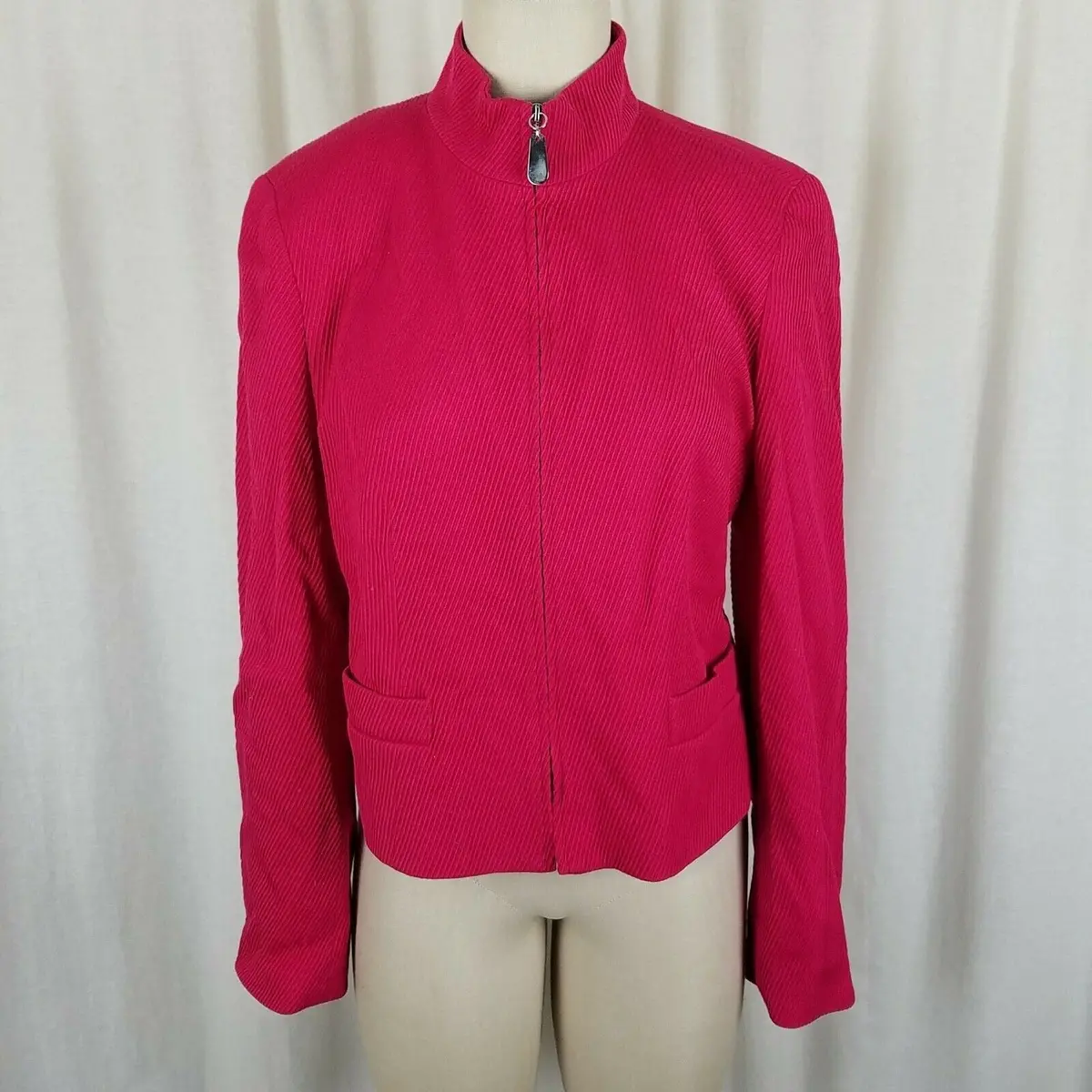 Vintage Talbots Collection Wool Ribbed Blazer Jacket Womens 12 Italy Bright 80S 1
